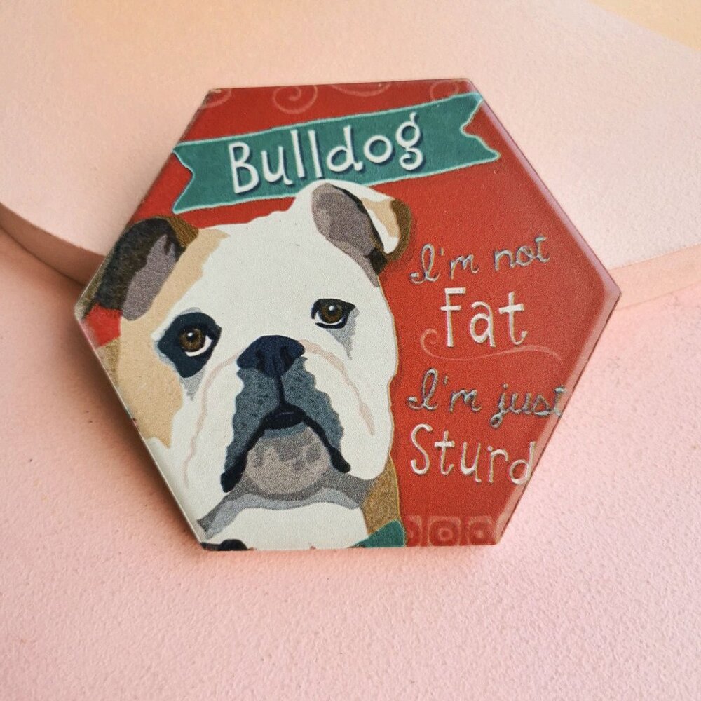 Humorous Bulldog Red Ceramic Coaster